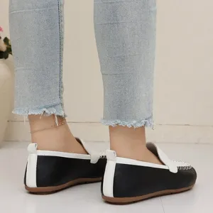 Detailansicht Damen Farbauswahl Loafer flache bequeme Slipper Freizeitschuhe neu.