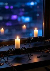 Halloween black spider iron candle holder Nordic metal candle stand spooky home decor