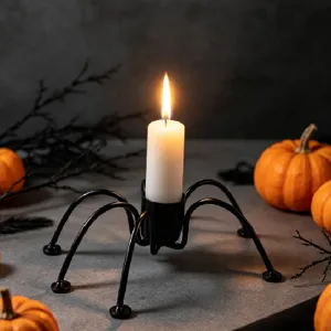 Halloween Iron Spider Candle Holder Nordic Style Metal Candle Stand Spooky Party Home Decoration
