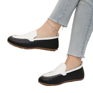 Damen Farblich abgesetzte Slipper Freizeit Flache Schuhe Slip-on Mokassins Bequemes Design