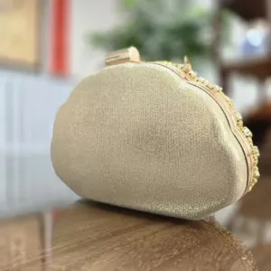 Elegante gouden avondtas handtas met glinsterende strass steentjes voor feest