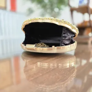 Strass clutch avondtas, sprankelende kristallen schelp handtas voor feest en bruiloft.