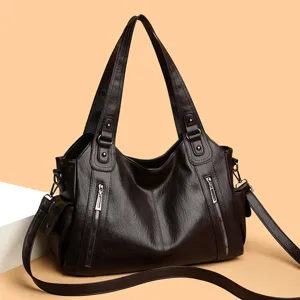 Vintage brown women shoulder bag large capacity casual tote crossbody bag fashion purse