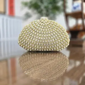 Vrouwen Strass Avondtas Mode Schelpvormige Clutch Elegante Kristal Ketting Feest Handtas Voor Bruiloft Banket