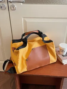 Grande borsa shopper in tela da donna, elegante borsa a mano e a spalla per ogni giorno.