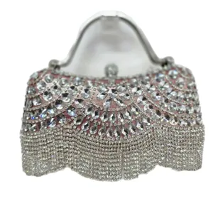 Rhinestone Evening Bag Fringe Handbag Luxury Crystal Clutch Purse for Women Banquet Party