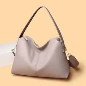 Minimalist women shoulder bag large capacity tote handbag stylish daily commuter leather bag