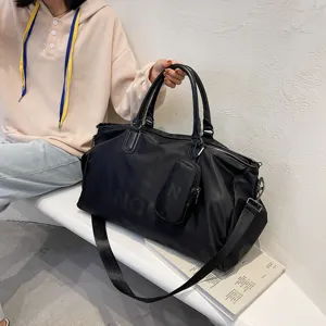 Large capacity black travel duffel bag with shoulder strap waterproof fitness gym bag