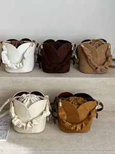 Stylish women bucket handbag PU leather shoulder bag casual tote purse multi color