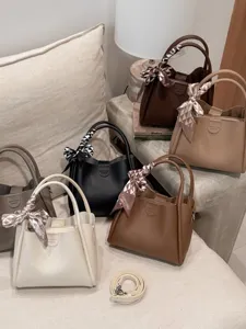 Elegante Damen Umhängetasche stilvolle PU Eimer Tasche mit Schleifenakzent und mehreren Farben.