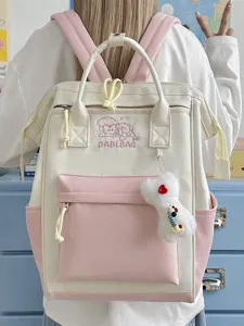 Niedlicher rucksack damen canvas patchwork schulrucksack grosser kapazität freizeit