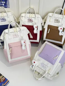 Japanischer Stil Farblock große Kapazität Schulrucksack für Damen und Studenten.