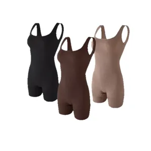 Women's seamless body shaper unitard set, scoop neck tummy control fitness yoga jumpsuits.