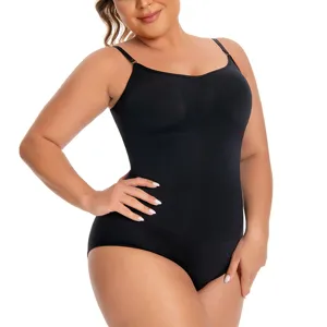 Women's black shaping bodysuit slimming tummy control seamless one-piece underwear for daily wear