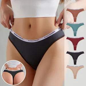 Perizoma Senza Cuciture da Donna Vita Bassa Stampa Lettere Fascia Elastica Sportivo Yoga Intimo Nylon Tassello in Cotone