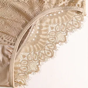 Women sexy lace panties comfortable breathable nude underwear low waist floral brief daily wear
