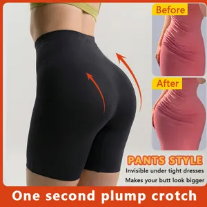 Pantaloncini Modellanti da Donna a Vita Alta Senza Cuciture Sollevamento Glutei Body Shaper Nylon Mesh Patchwork Yoga Sport Fitness