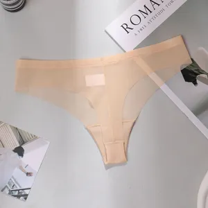 Seamless women's thong breathable summer panties pure cotton crotch nude underwear for yoga sports