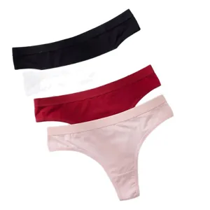 Tanga donna senza cuciture traspirante monocolore cotone slip sexy confezione da 3