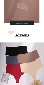 Seamless thong panties for women solid color mid-waist comfortable breathable athletic underwear.