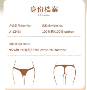 Detailansicht der Damen-Tanga mit Stoffzusammensetzung, 100% Baumwollfutter und weichem Material.