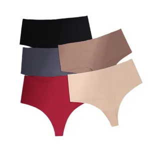 Seamless women thong breathable solid color low rise fitness underwear 5 pack sale
