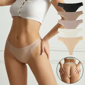 Women Seamless Thong Underwear Polyamide Elastane Cotton Blend Low Waist Ice Silk G-String Panties Breathable Sports Yoga Lingerie For Women