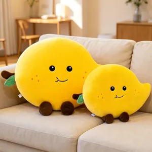 Joli coussin en peluche mangue fruit doux en peluche dessin animé canapé et poupée apaisante.