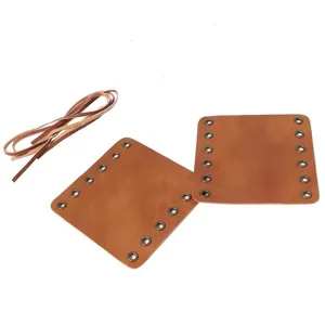 Brown PU leather bicycle handlebar grips cover wrap set with adjustable lace straps