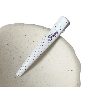 White polka dot duckbill hair clip cute sweet hair accessory with Fancy letter design.