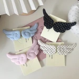 Barrettes Cheveux en Tissu Ailes d'Ange à Pois Doux Peluche Pince Bec de Canard Style Japonais Épingles à Cheveux Filles Femmes Accessoires