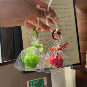 Lindo llavero de manzana colgante de bolso regalo creativo estilo dopamina para parejas y amigos.
