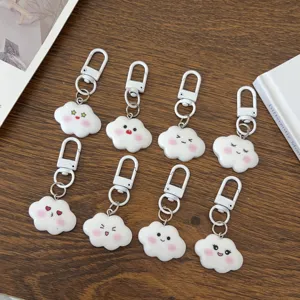 Cute cloud keychain cute facial expression blush bag charm key ring aesthetic gift