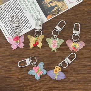 Transparante Bloem Vlinder Sleutelhanger Ins Eenvoudig Leuk Tas Hanger Student Rugzak Accessoires Cadeau