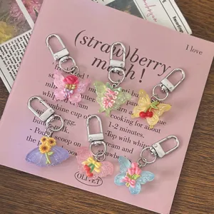 Leuke hars vlinder sleutelhanger bloemen tas hanger esthetische rugzak accessoire cadeau