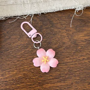 Pink cherry blossom keychain sweet floral bag pendant cute student student accessory gift