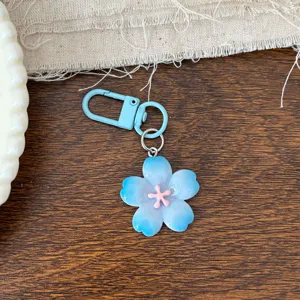 Blue cherry blossom keychain sweet girl bag charm aesthetic spring accessory gift