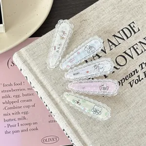 Cute lace side hair clips sweet bear bunny hair accessories set for women and girls daily wear