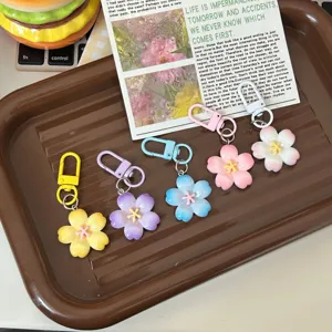 Colorful cherry blossom keychain cute flower bag charm sweet student accessory pendant gift