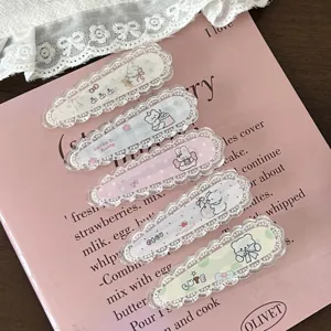 Lace edge cute hair clips sweet bear bunny hair accessories lolita duckbill side clips