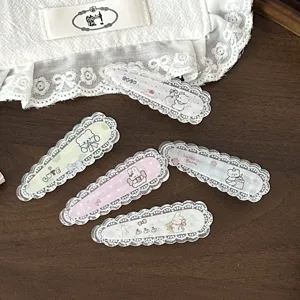 Lace cute sweet bear bunny hair clips lolita side clip kawaii hair accessories for girls