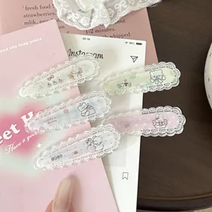 Cute lace hair clips sweet bear rabbit hair accessories for women girls duckbill side clip