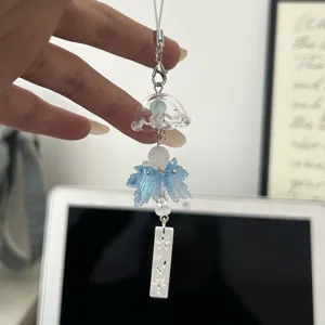 Jellyfish maple leaf phone charm cute sparkly crystal bag pendant keychain accessory