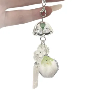 Cute jasmine wind chime keychain bag charm, stylish ins style girl purse accessory pendant.