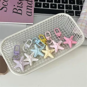 Cute 3D starfish keychain colorful resin bag pendant aesthetic accessory for women