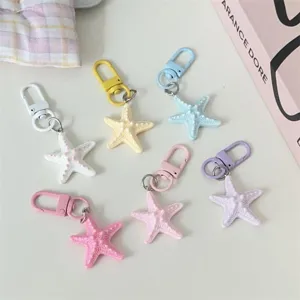 Cute pastel starfish keychain bag pendant accessory set, sweet style cute accessory detail view.