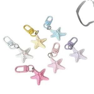 Cute colorful starfish keychains set, stylish resin bag charms and daily accessories for women.