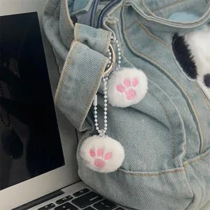 Leuke schattige kattenpoot sleutelhanger pluche tas hanger roze zacht cadeau voor meisjes