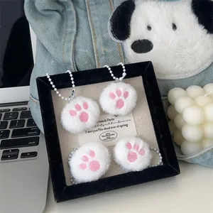 Pluche kattenklauw sleutelhanger schattige zachte tas hanger roze kussentje cadeau