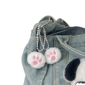 Schattige pluche kattenpoot sleutelhanger donzig tas hanger roze cadeautje voor koppels vriendinnen.